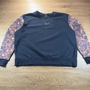Nike Men's XL Fire Sleeve Crewneck Sweatshirt CW4783-010 Black Heat Map Swoosh